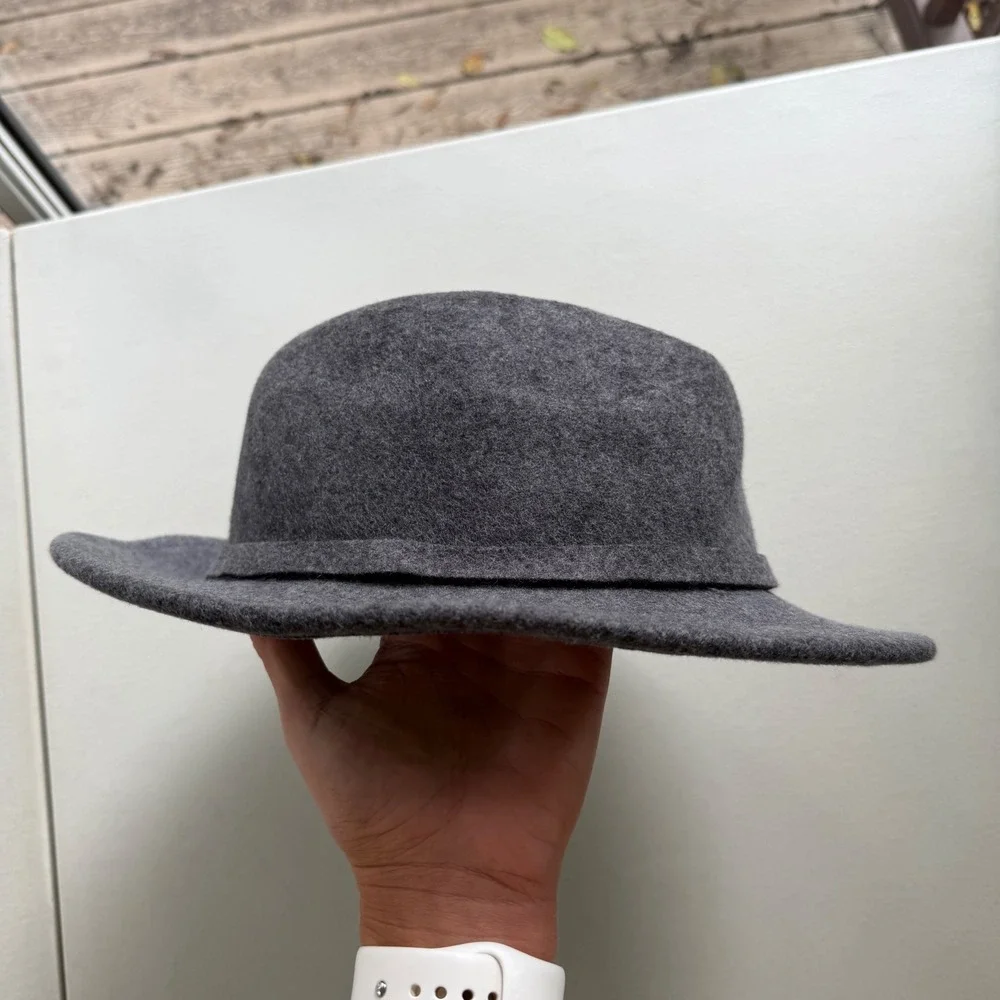 Levi's Men's L/XL Charcoal Gray 100% Wool Felt Fedora Hat Wide Brim Classic RNDI